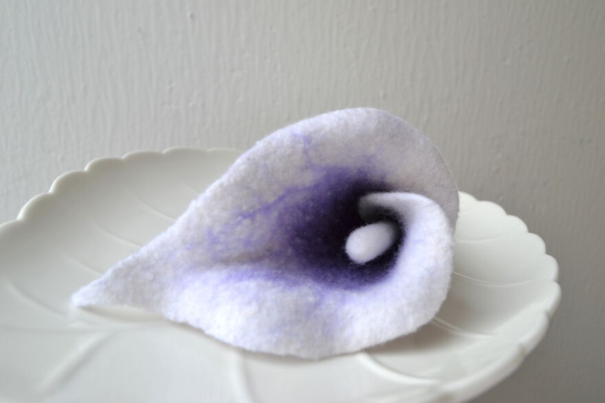 White And Purple Calla Brooch