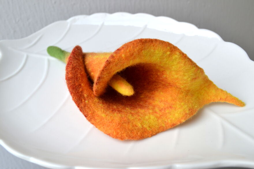 Orange Calla Lily Brooch