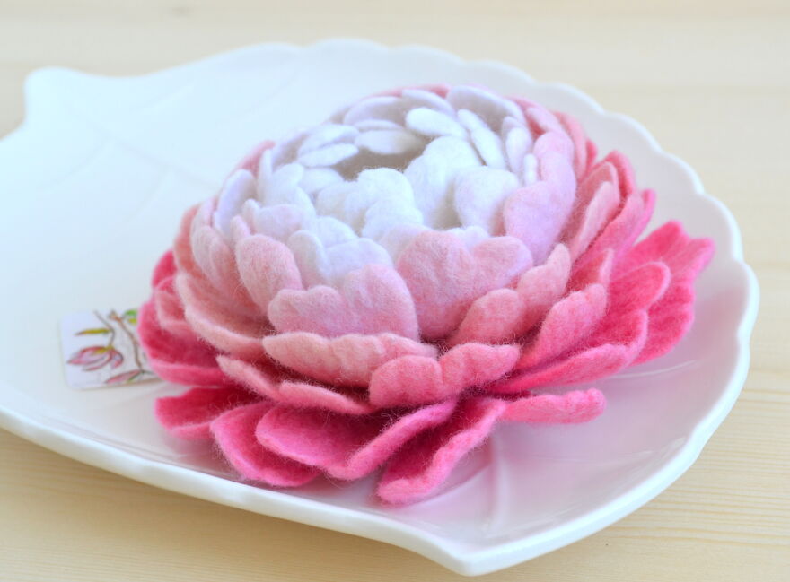 Pink Peony Brooch