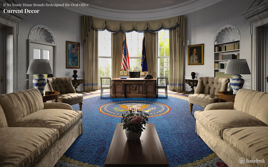 Here's What The Oval Office Might Look Like With An Overhaul In The Style Of 6 Popular Home Brands