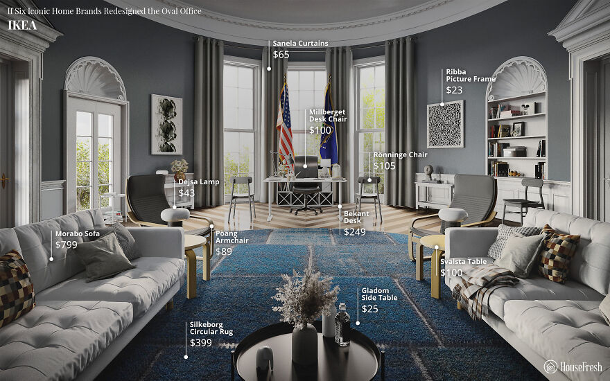 Here's What The Oval Office Might Look Like With An Overhaul In The Style Of 6 Popular Home Brands