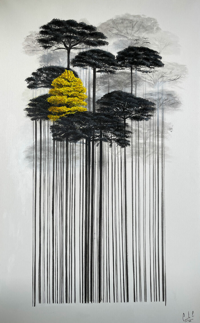 From Barcodes To Trees: My Unique Paintings That Merge Opposite Concepts (27 Pics)
