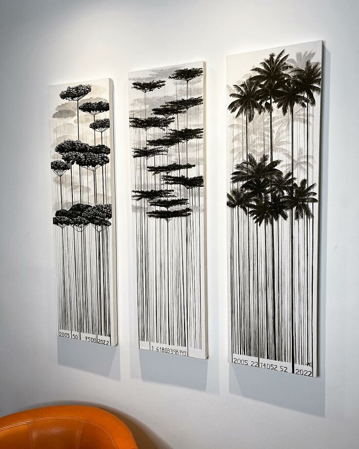 From Barcodes To Trees: My Unique Paintings That Merge Opposite Concepts (27 Pics)