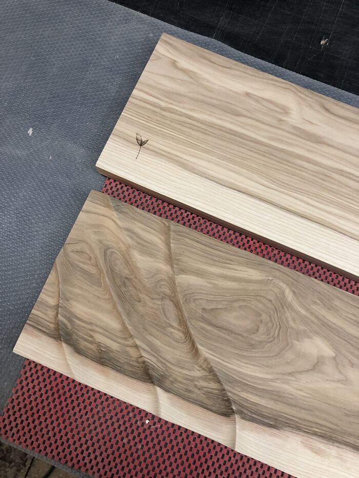 I Made A Bath Table From Natural Wood With An Imitation Of Waves