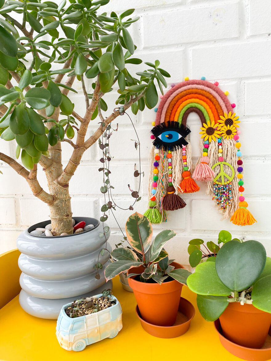 I Create Fiber Rainbows Wall Hanging
