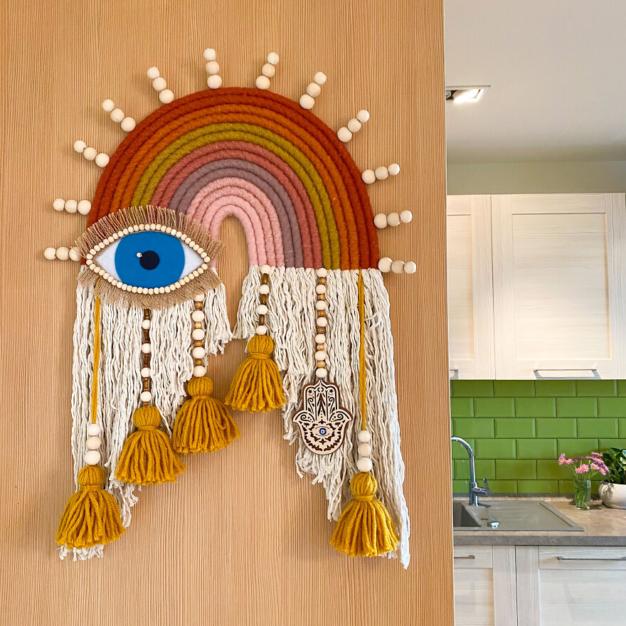 I Create Fiber Rainbows Wall Hanging