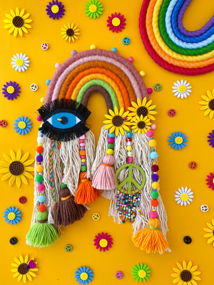I Create Fiber Rainbows Wall Hanging