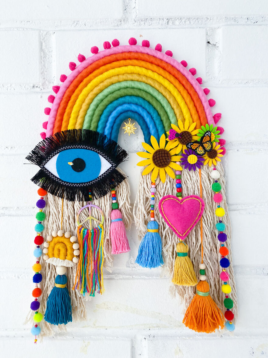 I Create Fiber Rainbows Wall Hanging