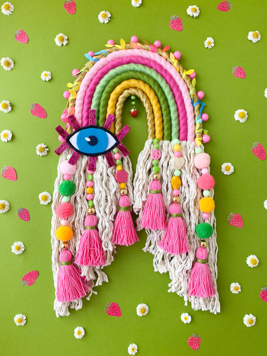 I Create Fiber Rainbows Wall Hanging