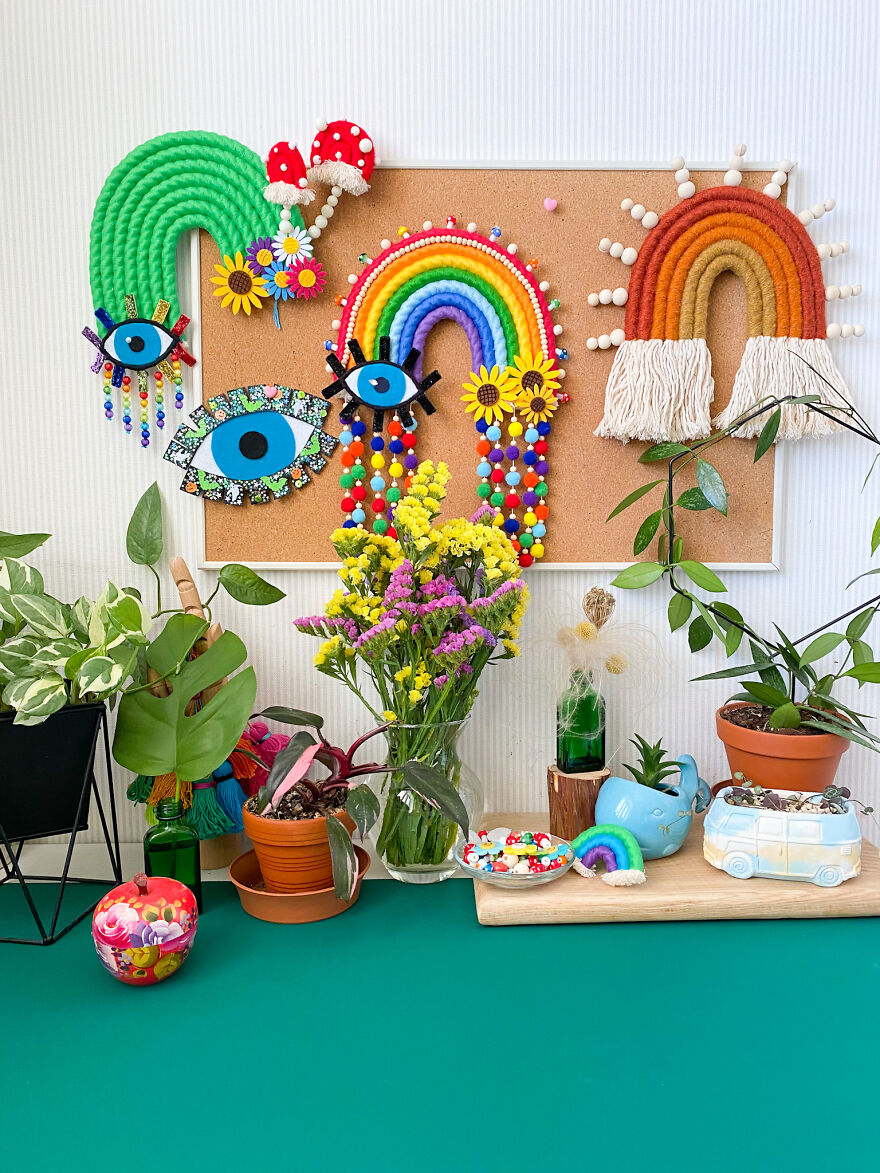 I Create Fiber Rainbows Wall Hanging