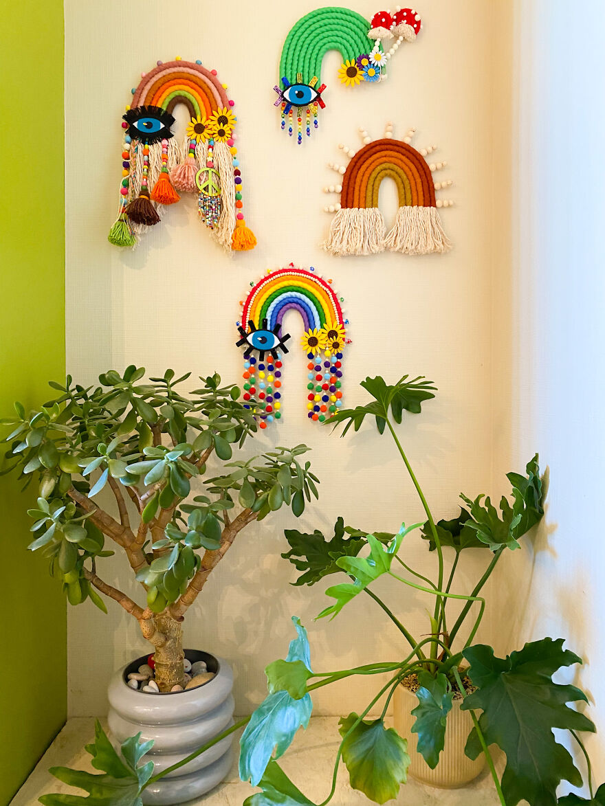 I Create Fiber Rainbows Wall Hanging