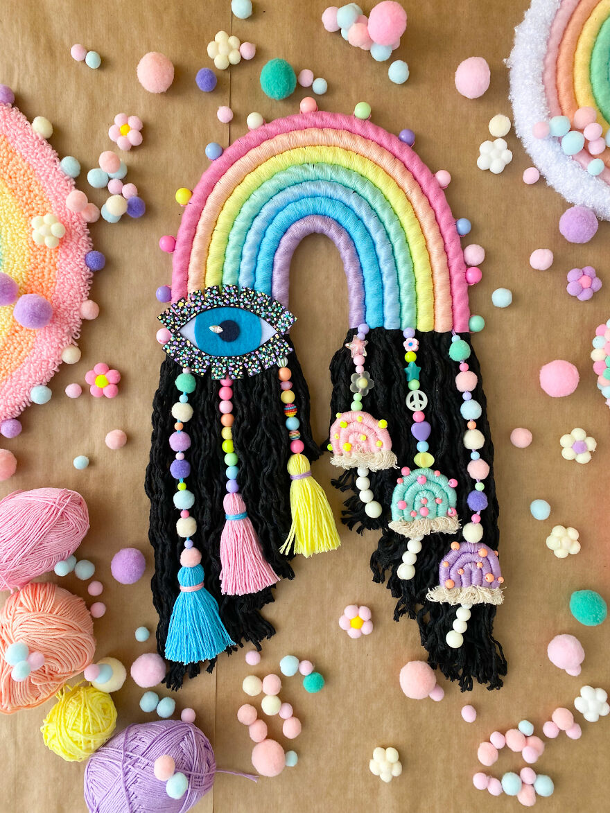 I Create Fiber Rainbows Wall Hanging