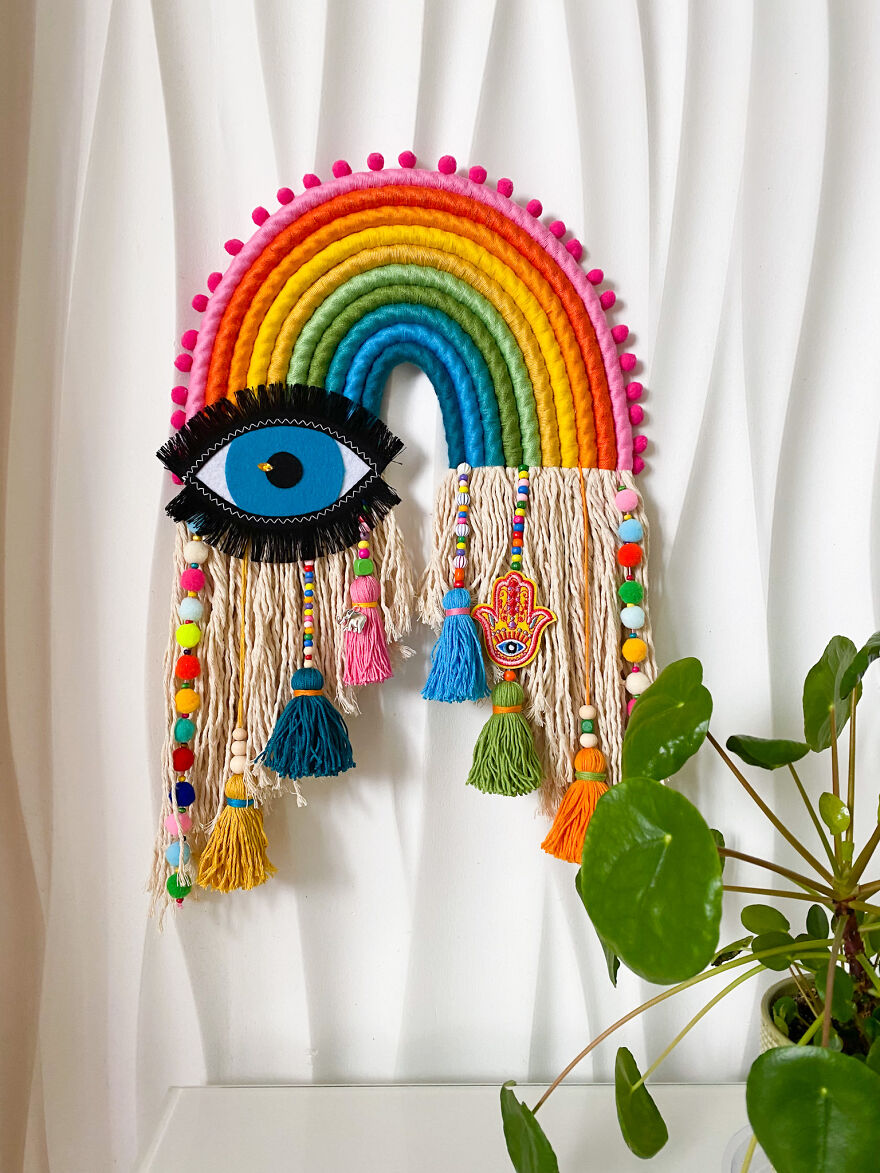 I Create Fiber Rainbows Wall Hanging