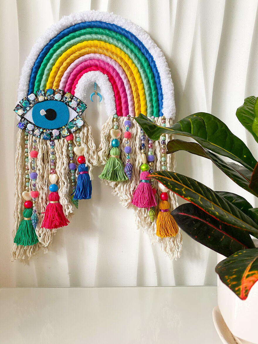 I Create Fiber Rainbows Wall Hanging