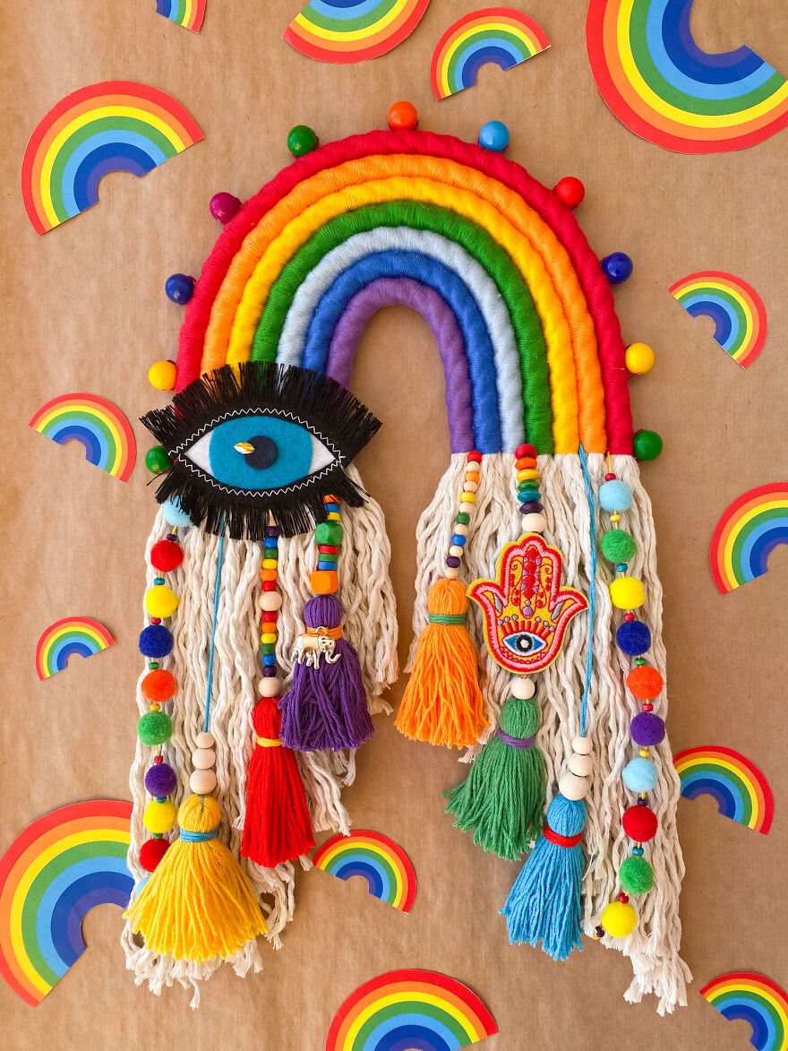 I Create Fiber Rainbows Wall Hanging
