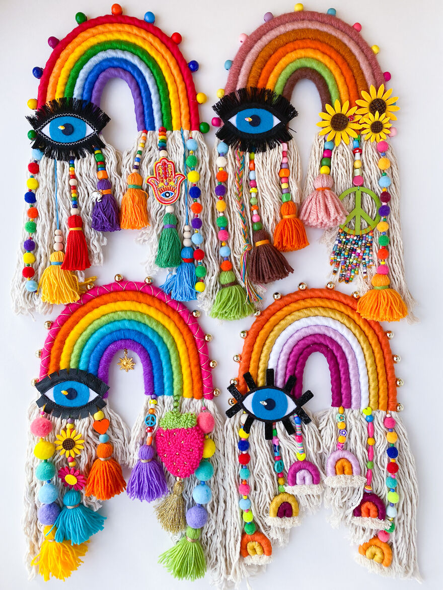 I Create Fiber Rainbows Wall Hanging