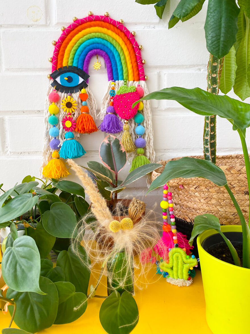 I Create Fiber Rainbows Wall Hanging