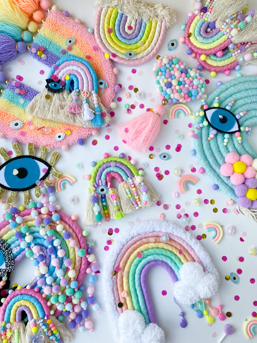 I Create Fiber Rainbows Wall Hanging
