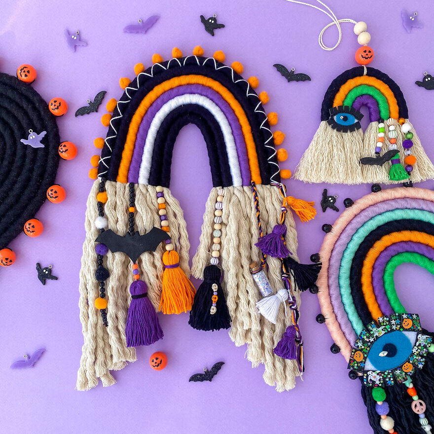I Create Fiber Rainbows Wall Hanging