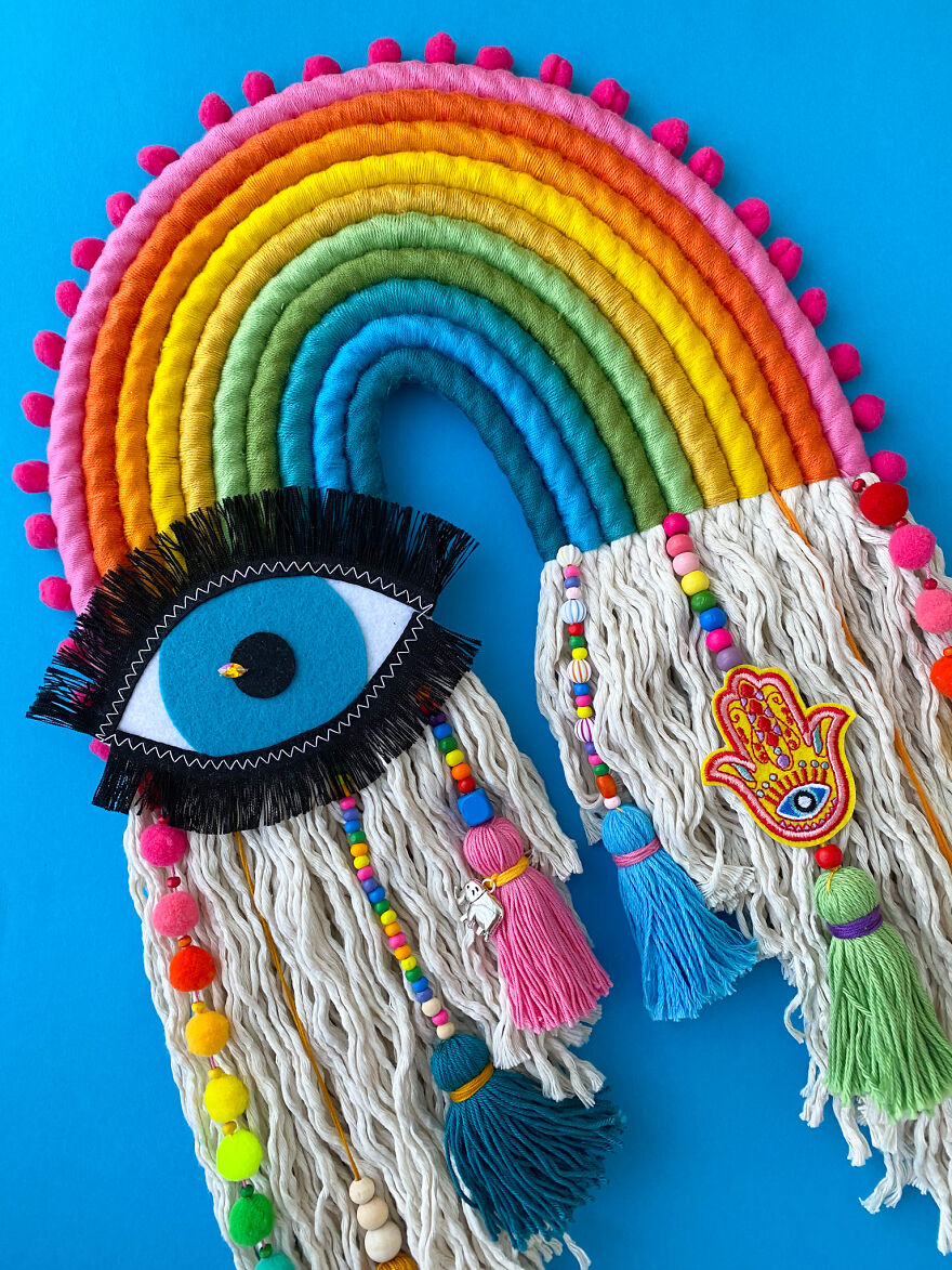 I Create Fiber Rainbows Wall Hanging