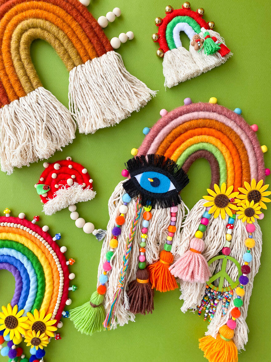 I Create Fiber Rainbows Wall Hanging