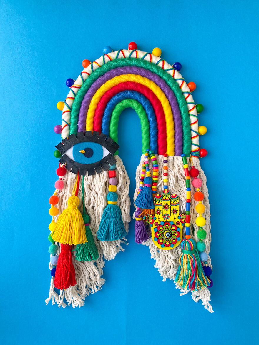 I Create Fiber Rainbows Wall Hanging