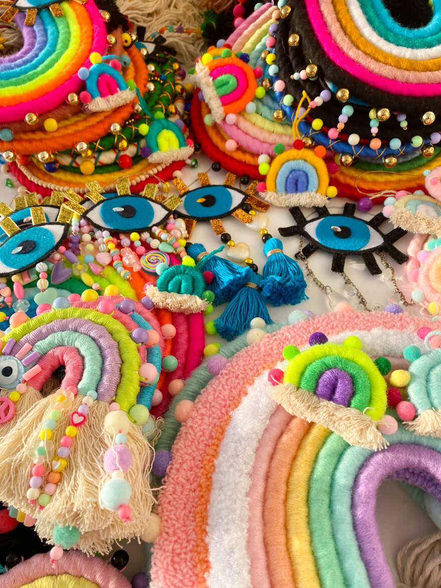 I Create Fiber Rainbows Wall Hanging
