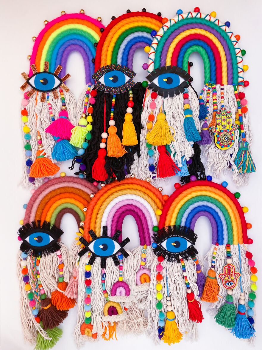 I Create Fiber Rainbows Wall Hanging