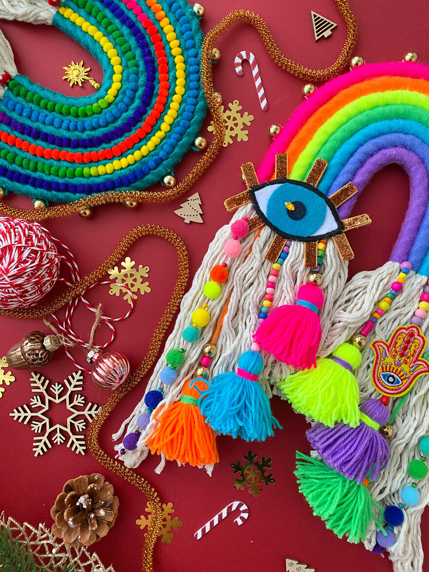 I Create Fiber Rainbows Wall Hanging
