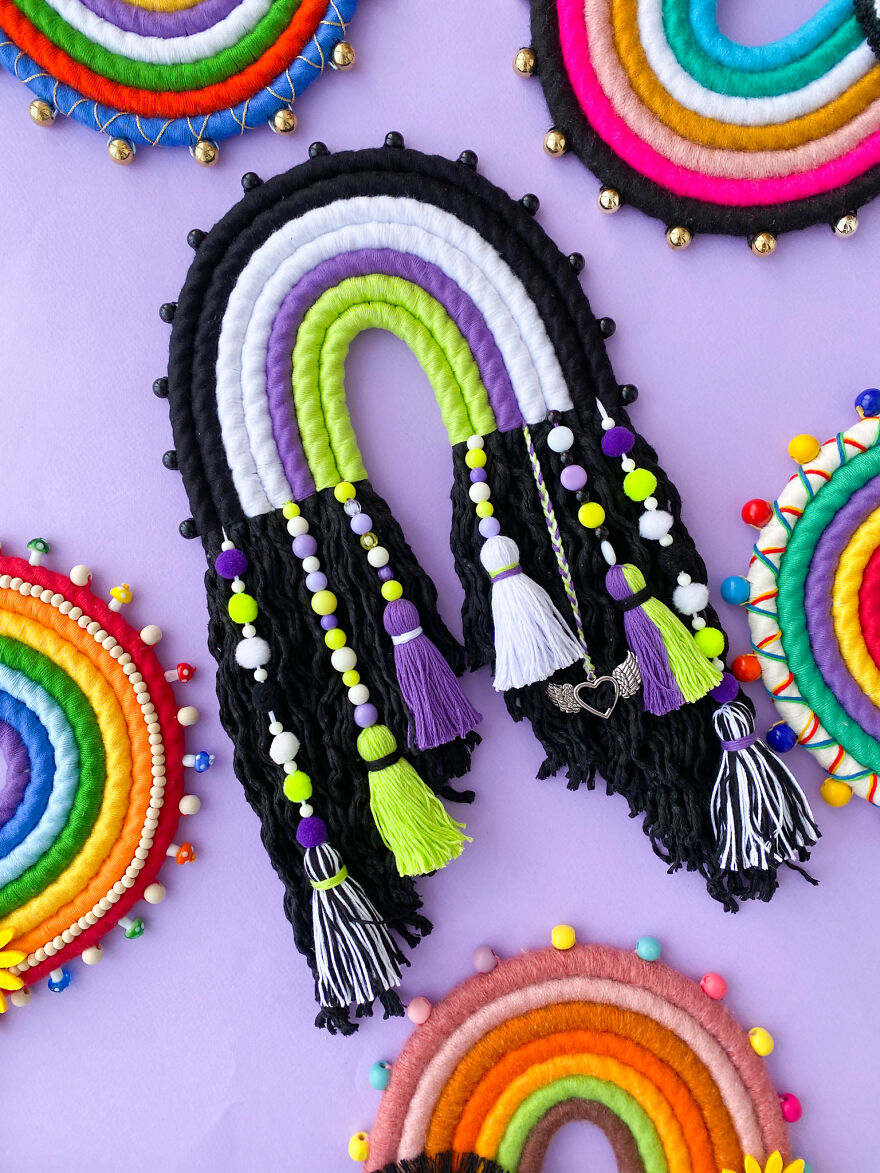 I Create Fiber Rainbows Wall Hanging