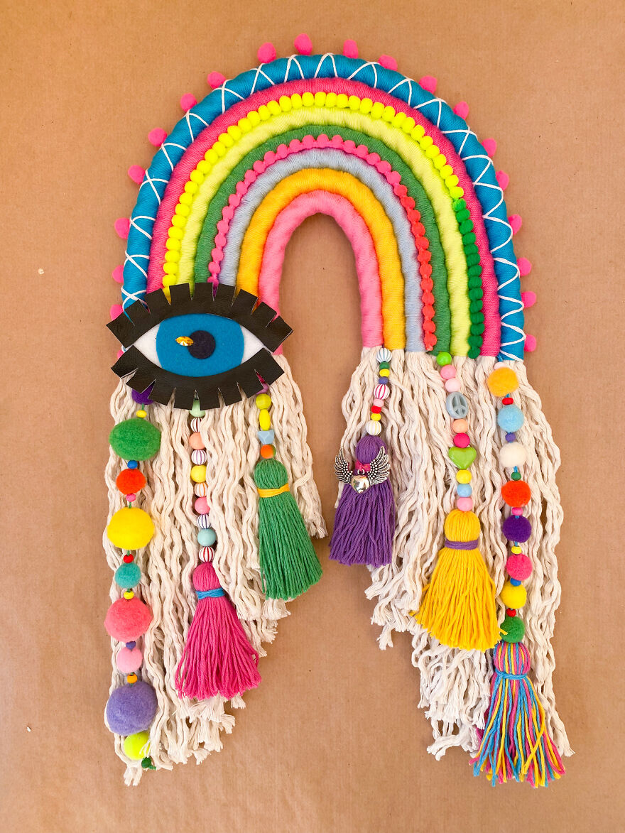 I Create Fiber Rainbows Wall Hanging
