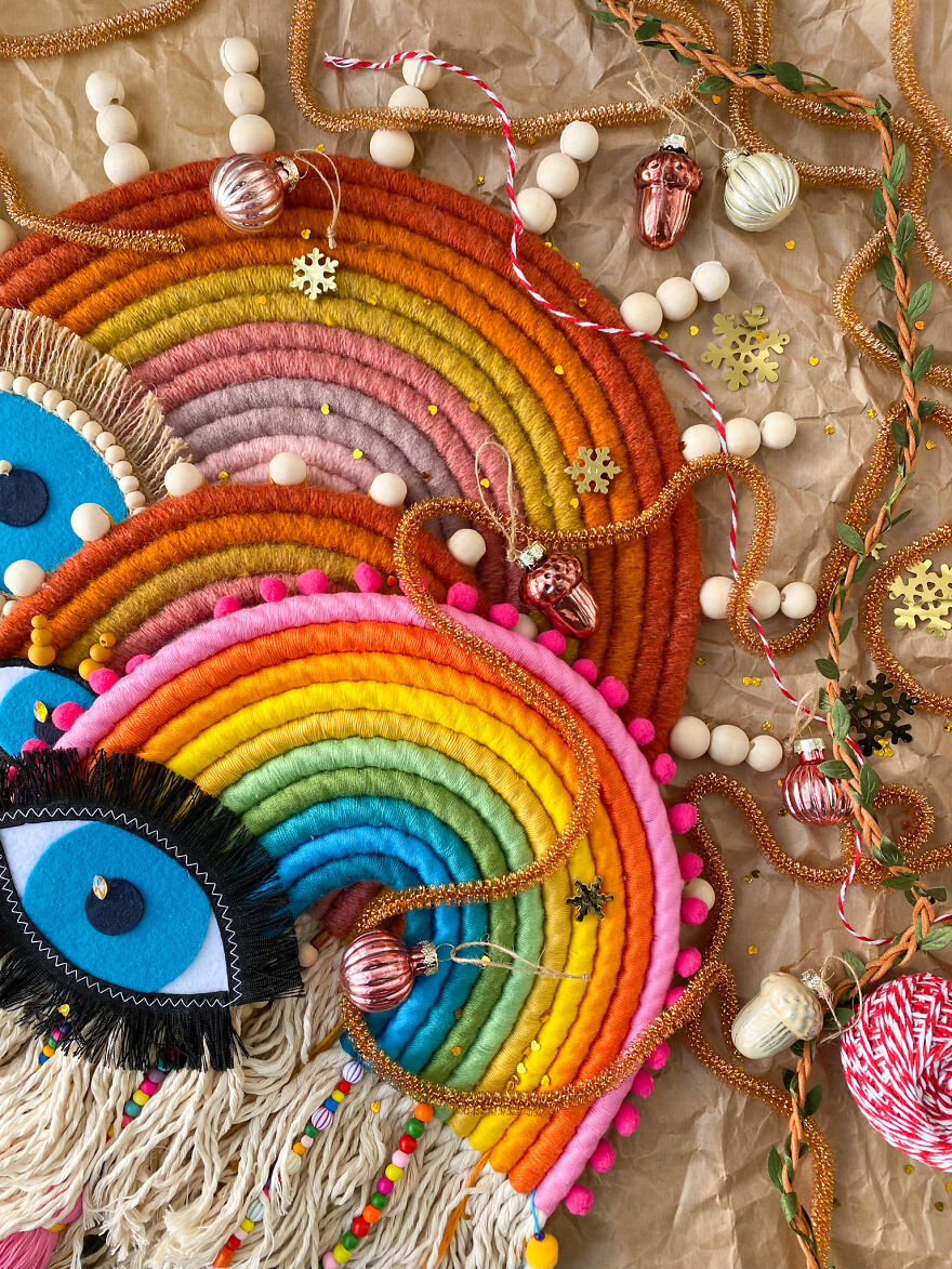 I Create Fiber Rainbows Wall Hanging