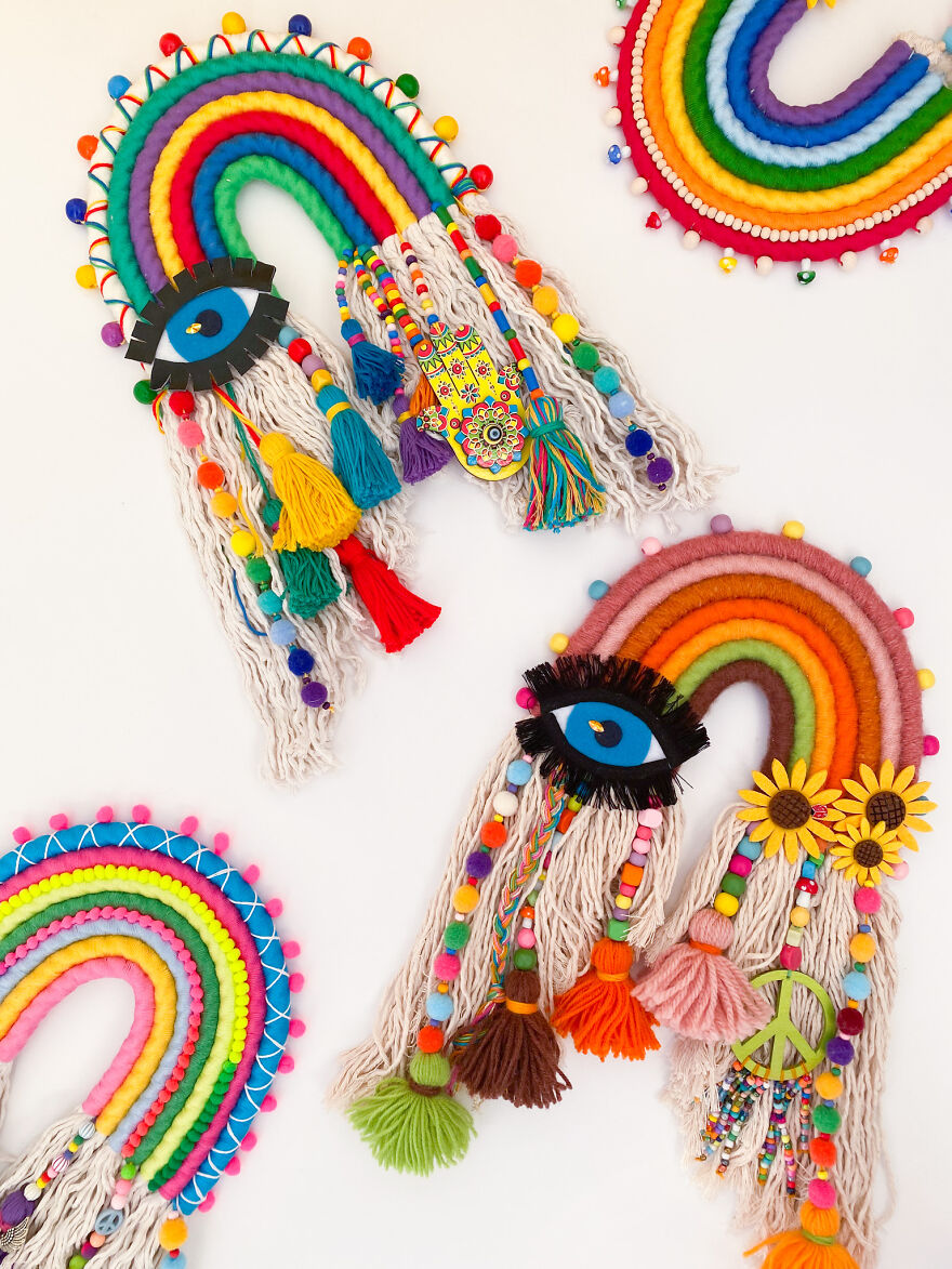 I Create Fiber Rainbows Wall Hanging