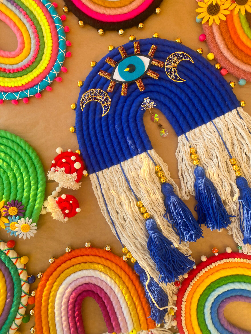 I Create Fiber Rainbows Wall Hanging
