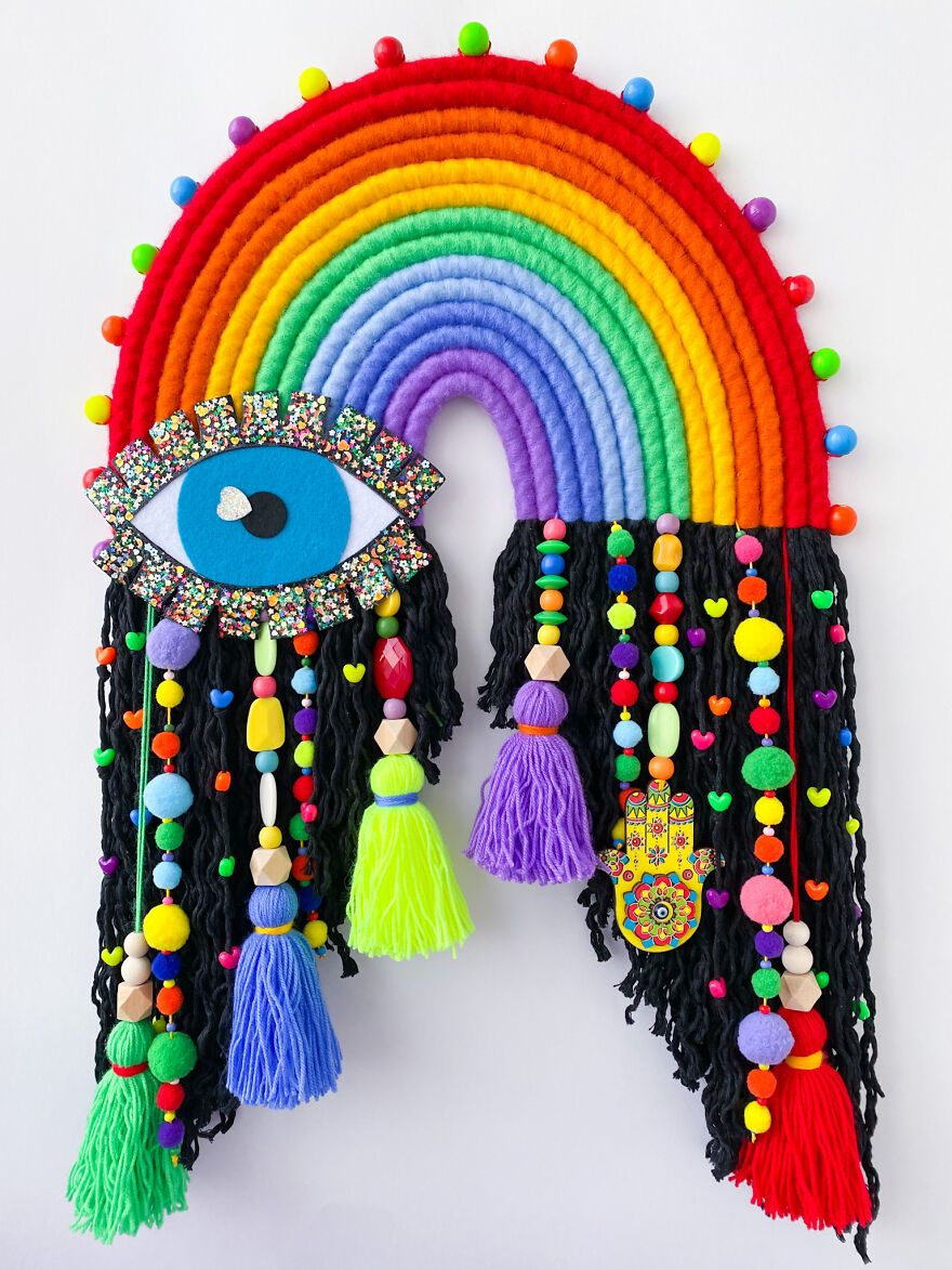 I Create Fiber Rainbows Wall Hanging