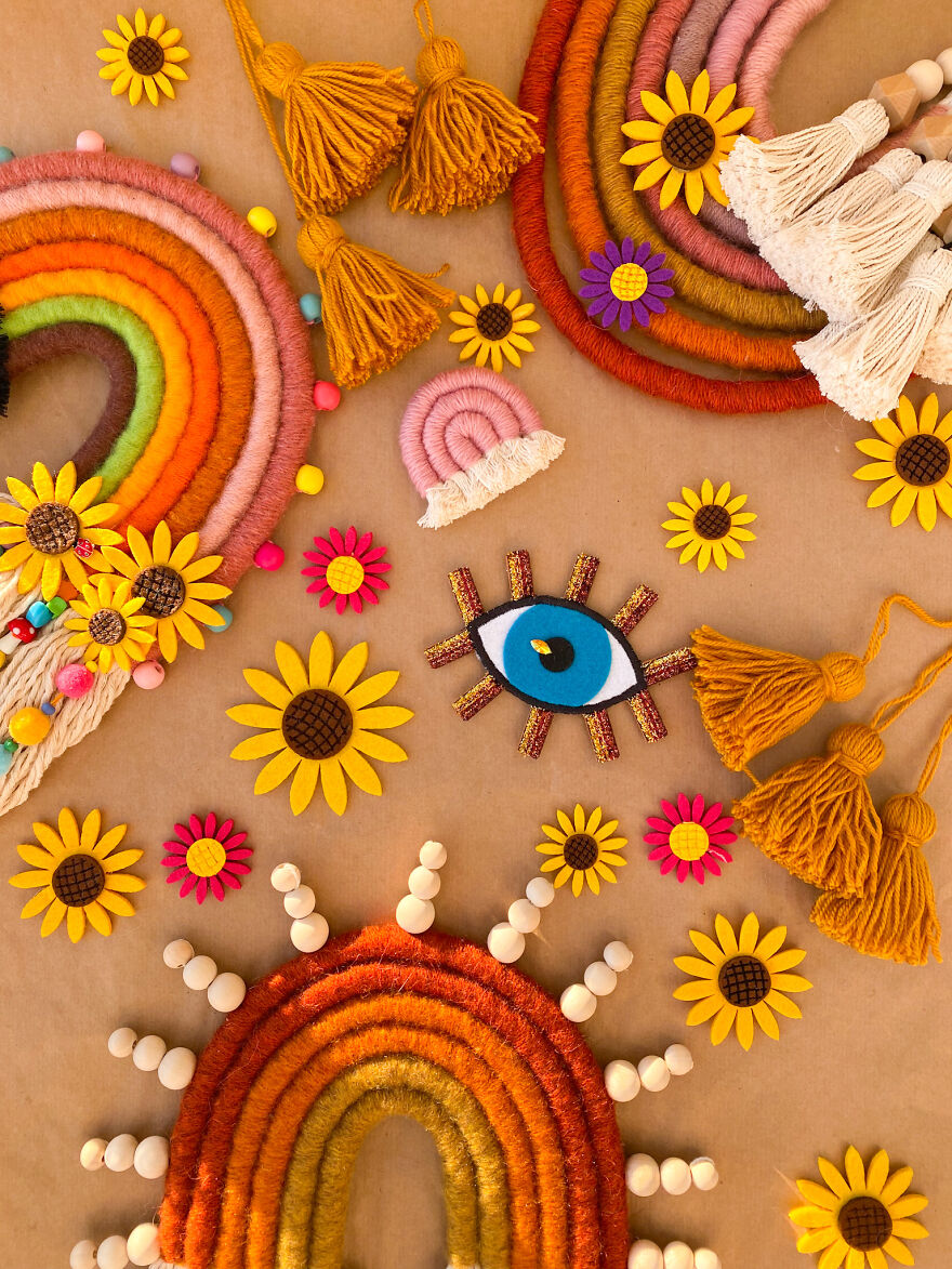 I Create Fiber Rainbows Wall Hanging