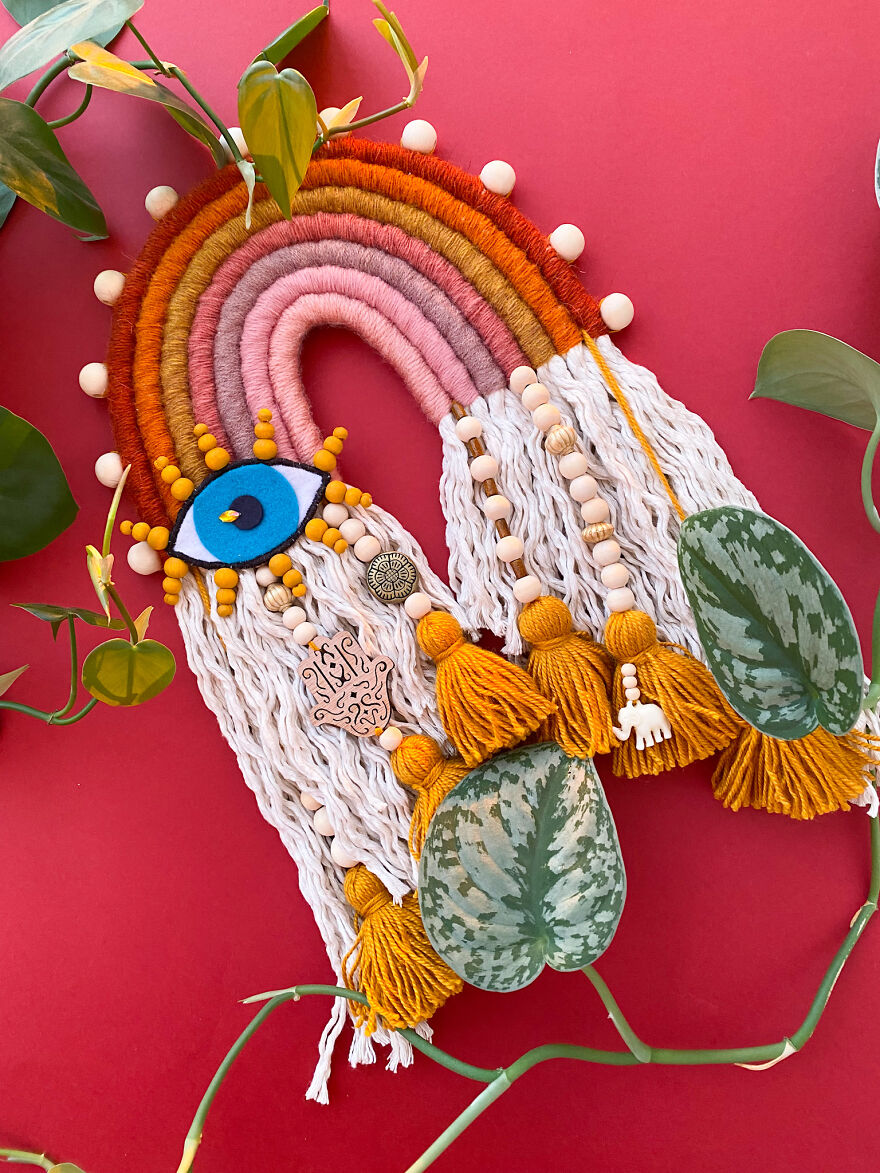 I Create Fiber Rainbows Wall Hanging