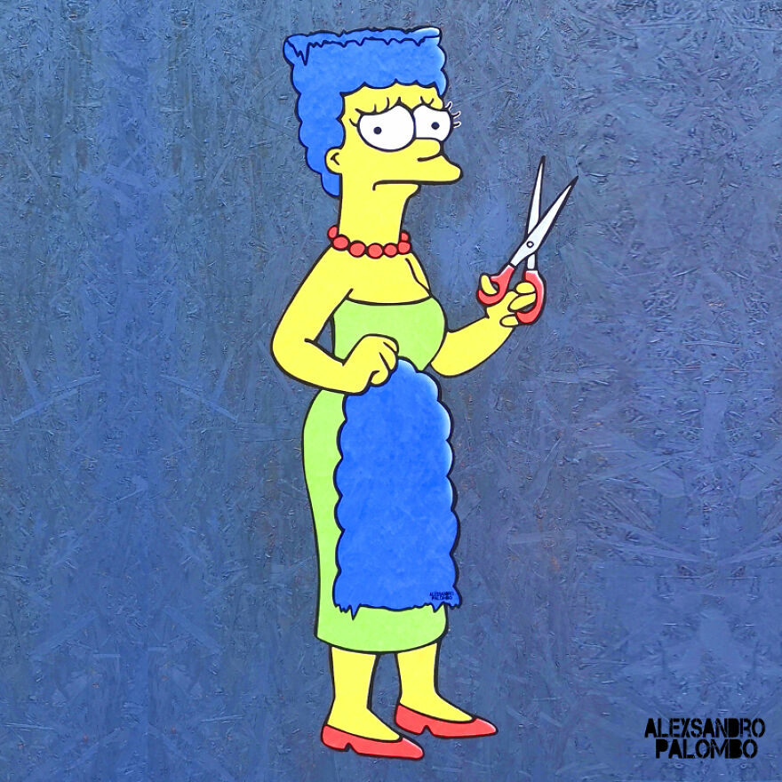 Behind "The Cut" Story Mural Featuring Marge Simpson Supporting The Iranian Protests Which Was Censored In Milan Italy