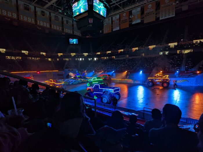 I Took This Photo At A Hot Wheels Monster Truck Rally That Was At My Hometown A While Back. I Loved It, So I Made It My Wallpaper