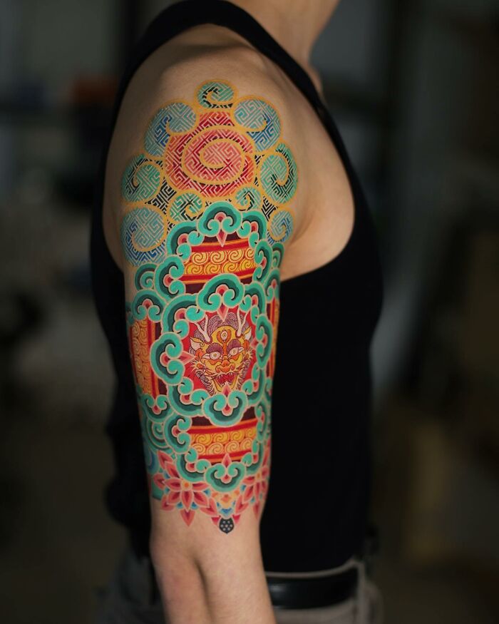 Tattoo Artist Turns Iconic Artwork And Illustrations Into Unique Tattoos By Blending Korean Culture References On The Skin