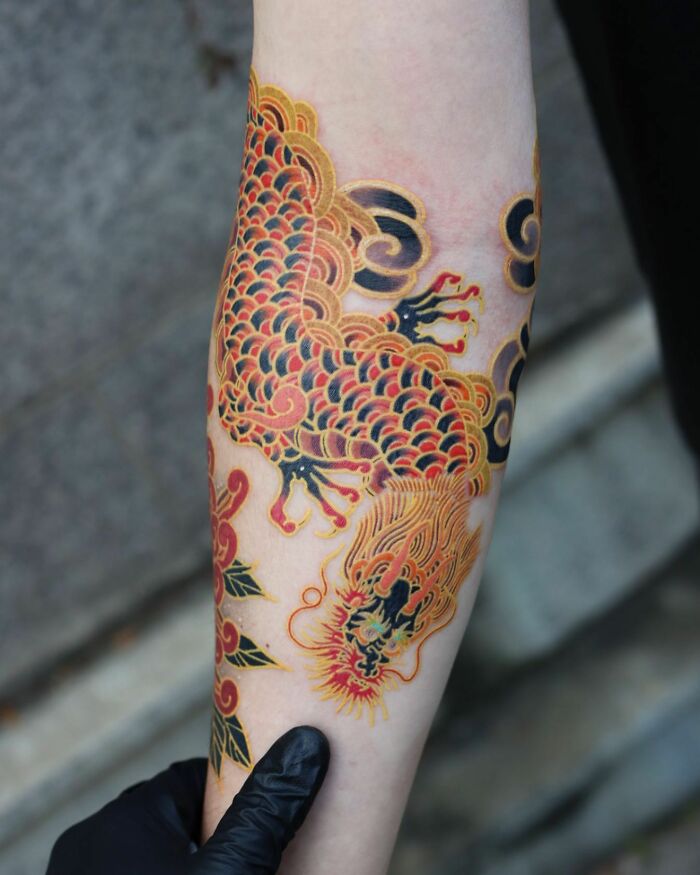 Tattoo Artist Turns Iconic Artwork And Illustrations Into Unique Tattoos By Blending Korean Culture References On The Skin