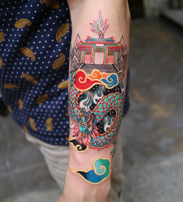 Tattoo Artist Turns Iconic Artwork And Illustrations Into Unique Tattoos By Blending Korean Culture References On The Skin