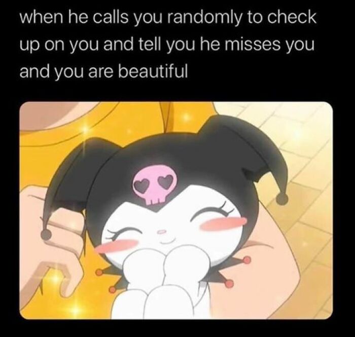 Cartoon character smiling with closed eyes, symbolizing life with a boyfriend, as text describes a sweet moment.