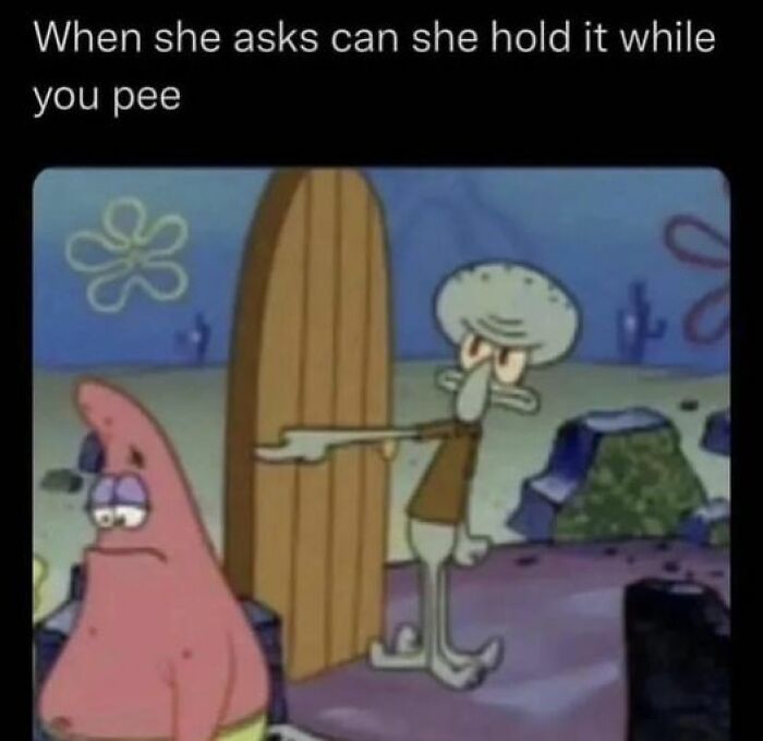 Squidward and Patrick meme humorously depicting life with a boyfriend.