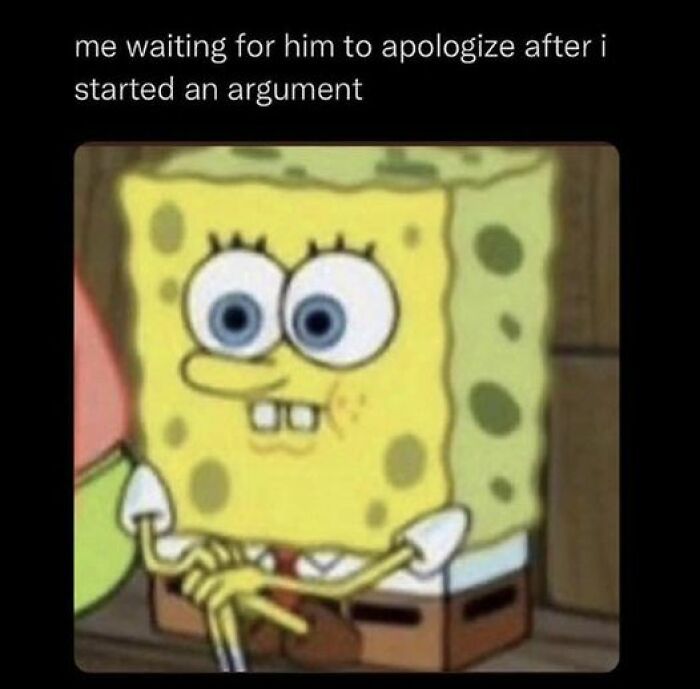 SpongeBob meme humorously depicting life with a boyfriend during an argument.