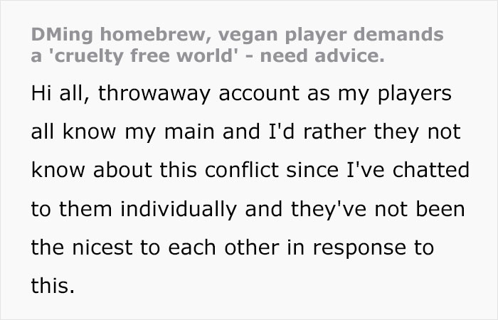 Dungeon Master Puzzled When New Vegan Player Starts Prodding For A &ldquo;Cruelty-Free&rdquo; World, Asks For Help Online