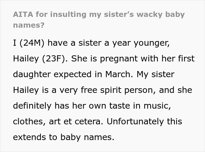 Brother Reminds Pregnant Sister That The Baby Is An &ldquo;Actual Human Person, Not A Fun Alter Ego&rdquo; After Hearing Her Choice In Names