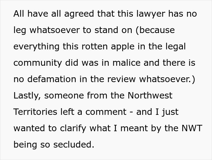 Lawyer Livid Over Bad Review, Threatens With Lawsuit Over Defamation, Receives Tons Of Random Bad Reviews In Return Lawyer Livid Over Bad Review, Threatens With Lawsuit Over Defamation, Receives Tons Of Random Bad Reviews In Return