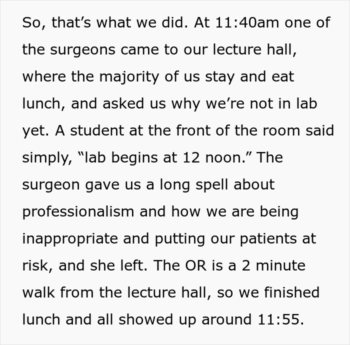 Med Students Are Told To Skip Lunchtime By Teaching Staff, Make Joint Decision Not To Follow These Demands, Get Reported To The Dean