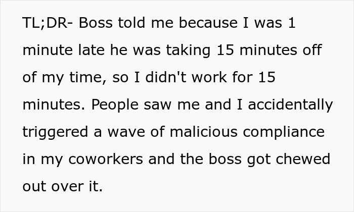 Boss, Tired Of People Not Coming In At 6 AM Sharp, Decides To Punish Them By Docking 15 Mins, But It Quickly Comes Back To Bite Him